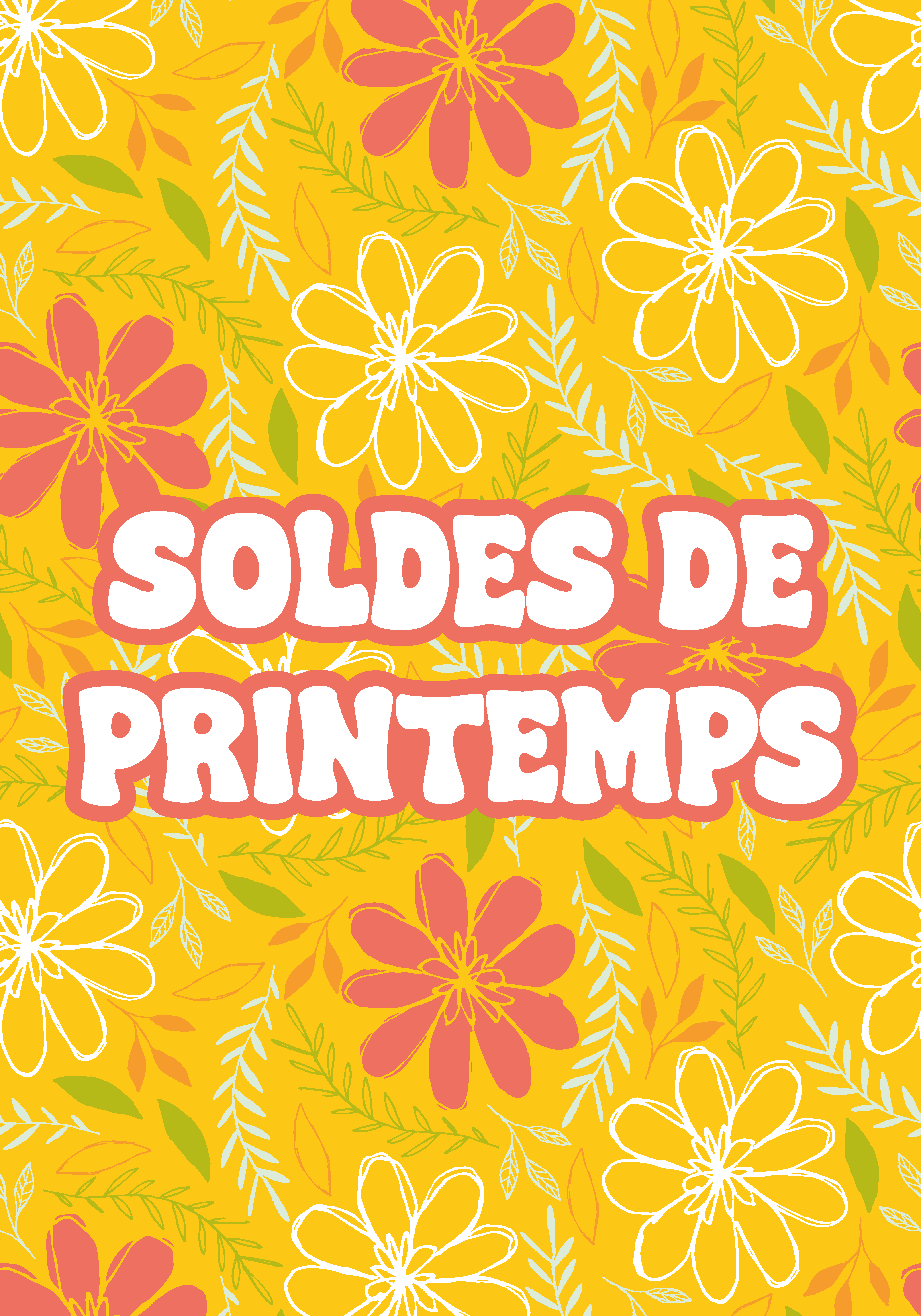 Poster soldes de printemps motif fleuri - TenStickers