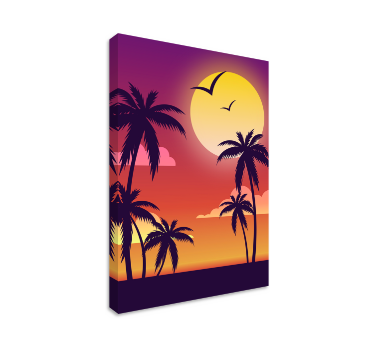 Tableau paysages silhouette de coucher de soleil tropical - TenStickers