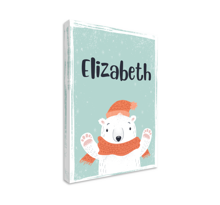 Tableau d'un ours polaire avec nom personnalisé - TenStickers