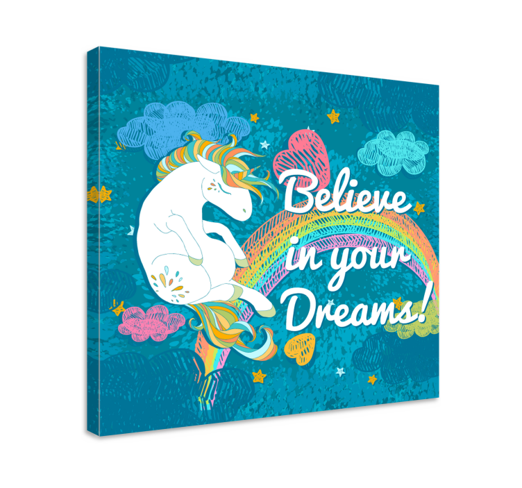 Tableau licorne Licorne multicolore frase - TenStickers