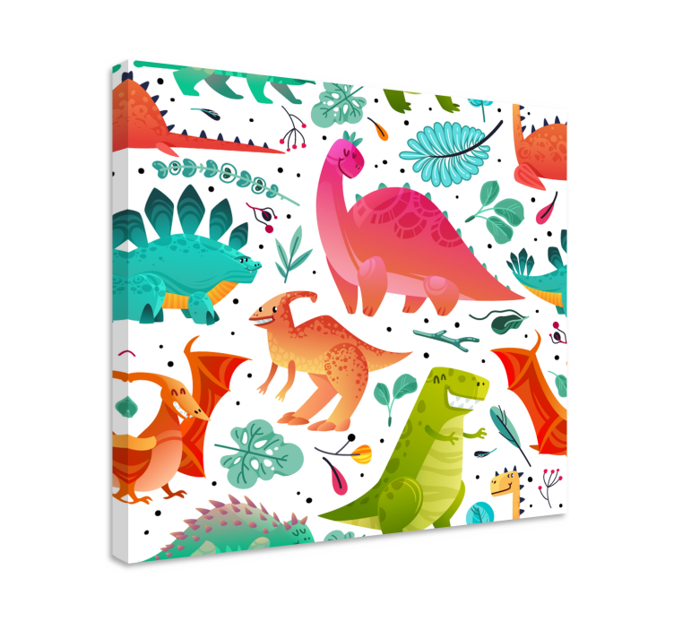 Tableau dinosaures aventure colorée de dinosaures - TenStickers