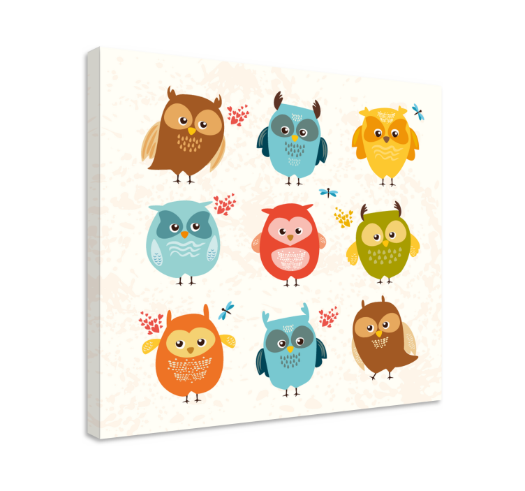Tableau animaux collection de hiboux charmants - TenStickers