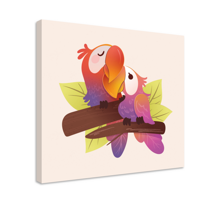 Tableau chat étreinte des perroquets aimants - TenStickers