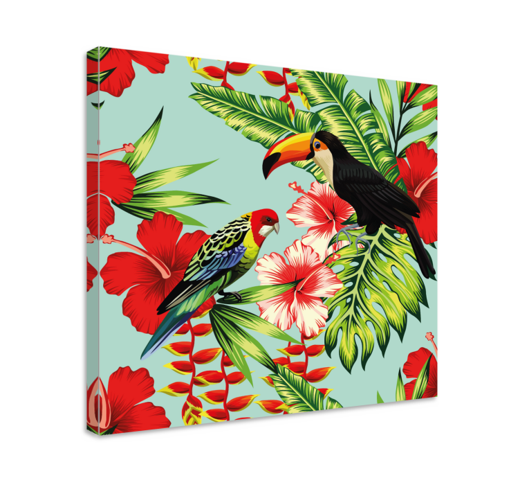 Tableau animaux oiseaux tropicaux en fleurs - TenStickers
