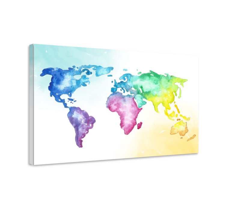 Tableau carte du monde atlas global aquarelle - TenStickers