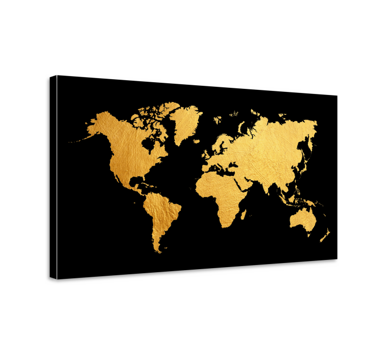 Tableau carte du monde en noir et doré - TenStickers