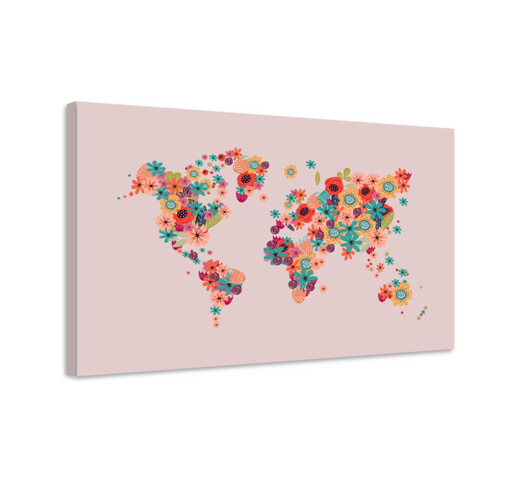 Tableau carte du monde floral - TenStickers