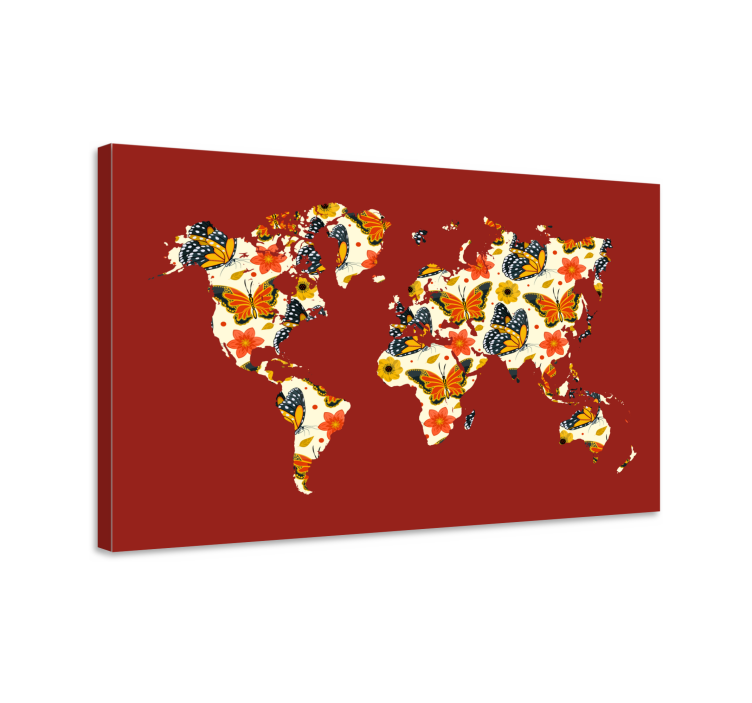 Tableau carte du monde carte florale colorée - TenStickers