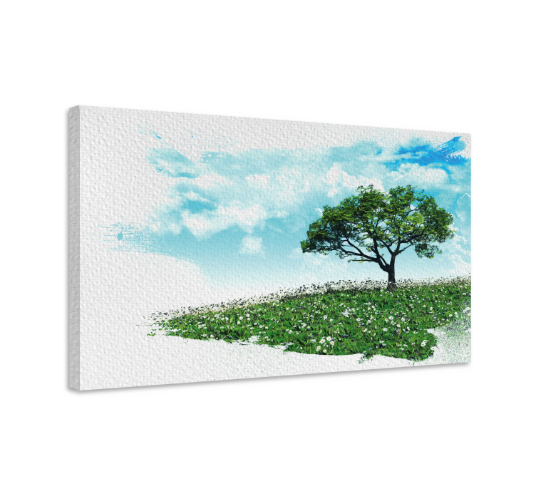 Tableau arbres arbre vert solitaire - TenStickers