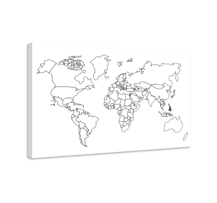 Tableau carte du monde carte du monde en contour - TenStickers