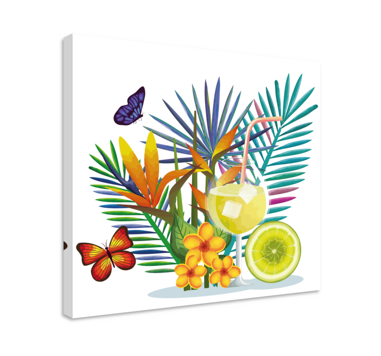 Tableau fleurs et plantes arrangement de boissons tropicales - TenStickers
