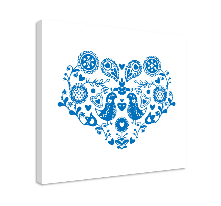 Tableau fruits motif oiseaux en cœur - TenStickers