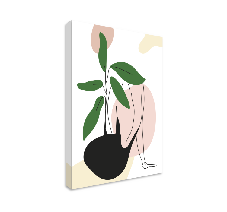 Tableau abstrait femme plante - TenStickers