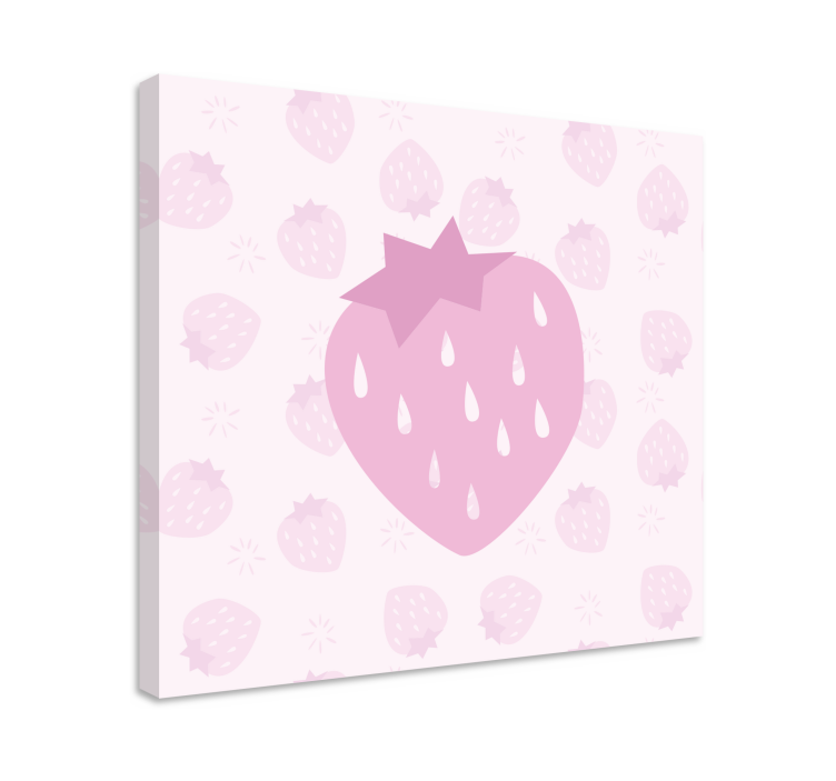Tableau fruits fraise en cœur rose - TenStickers