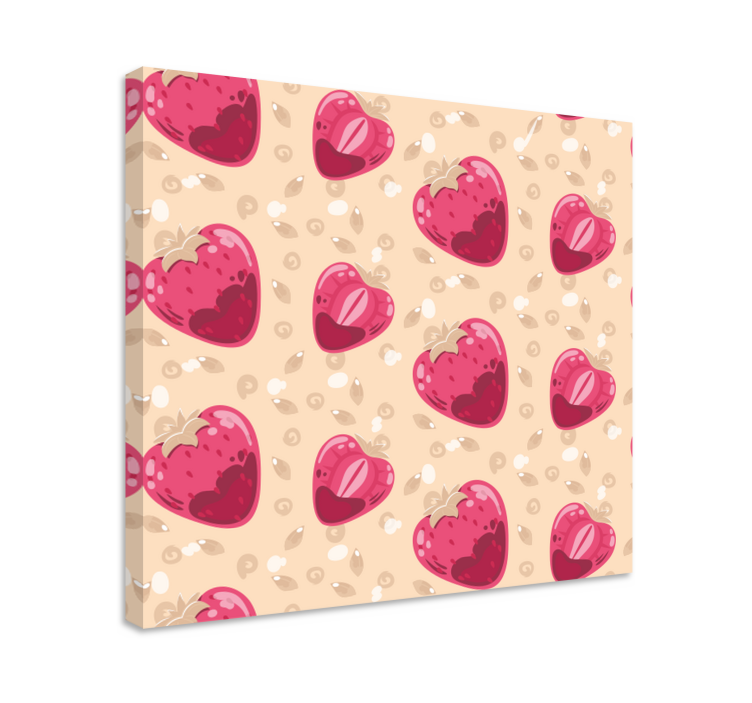 Tableau fruits motif cœur fraise - TenStickers