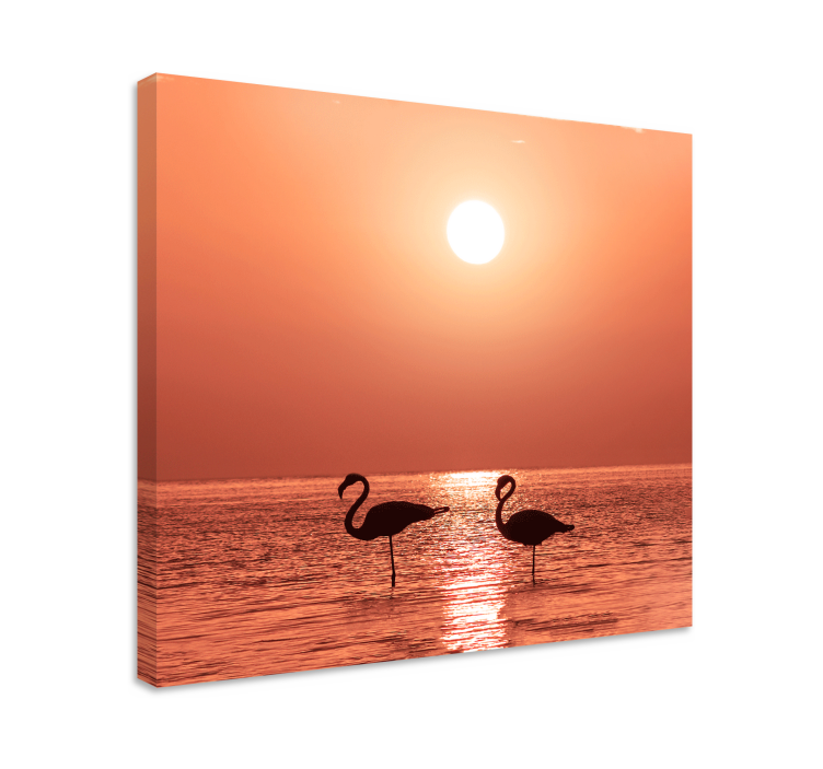 Tableau oiseaux flamants au coucher du soleil - TenStickers