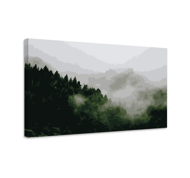 Tableau paysages forêt de montagne brumeuse - TenStickers