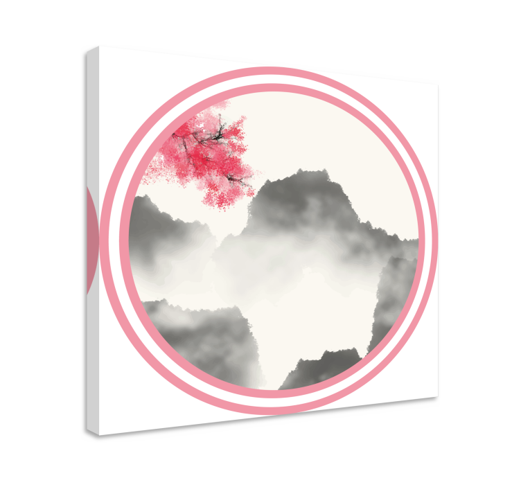Tableau paysages silhouette de montagne avec des fleurs - TenStickers