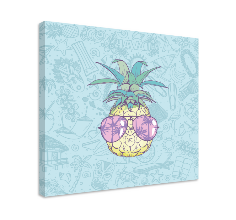 Tableau fruits ananas avec lunettes de soleil - TenStickers