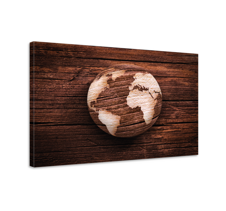 Tableau carte du monde design globe en bois - TenStickers