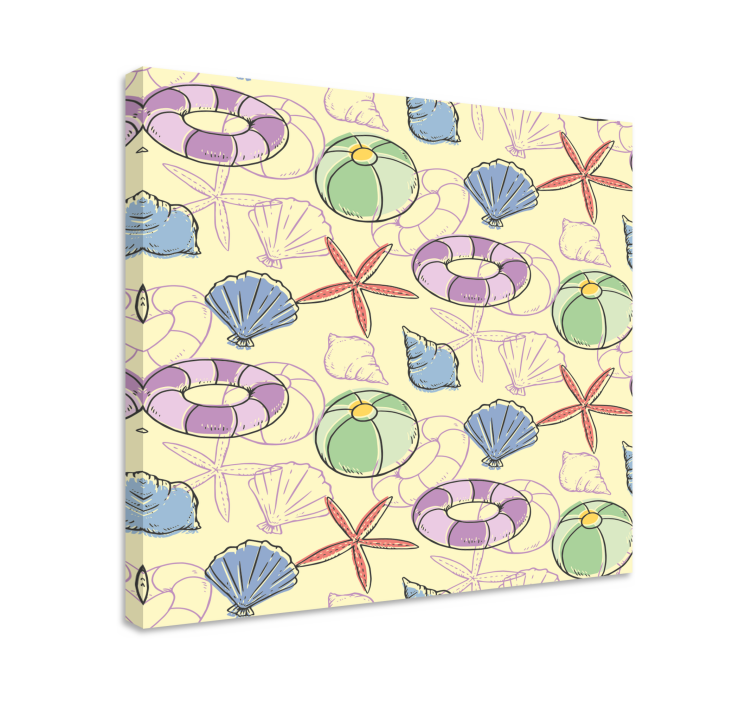 Tableau mer coquillages et bouées de sauvetage - TenStickers