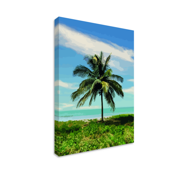 Tableau paysages oasis de palmiers sereine - TenStickers