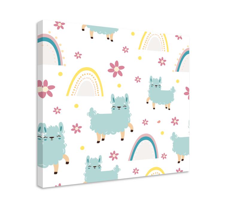 Tableau animaux lama et fleurs - TenStickers
