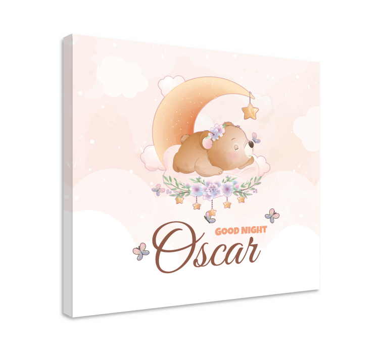 Tableau chambre bébé Ours mignon pour garçon avec nom - TenStickers
