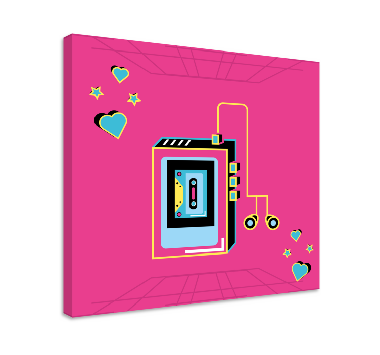 Tableau musique cassette rétro amour - TenStickers