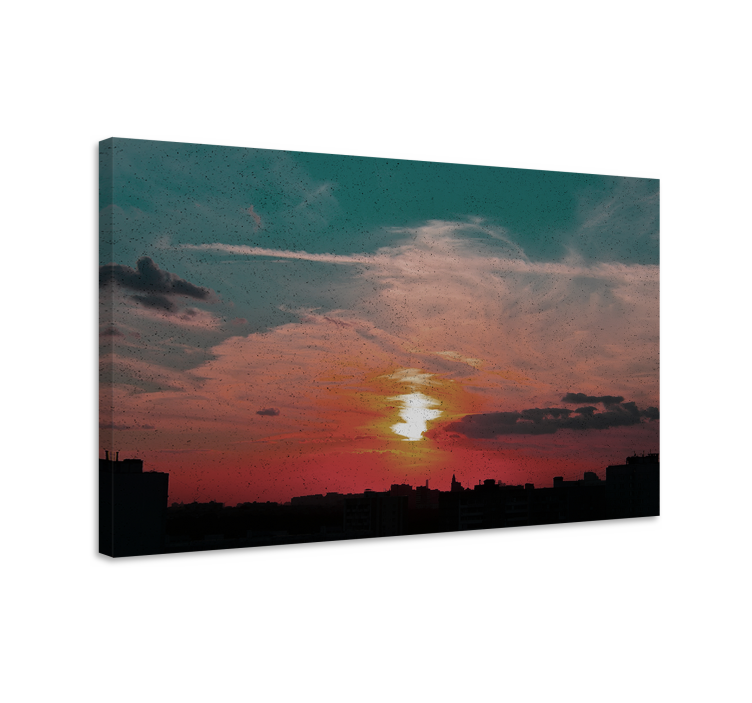 Tableau paysages skyline urbain au crépuscule - TenStickers
