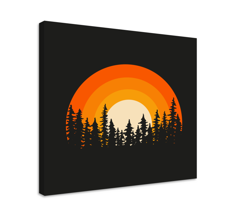 Tableau paysages silhouette de coucher de soleil stylisée - TenStickers