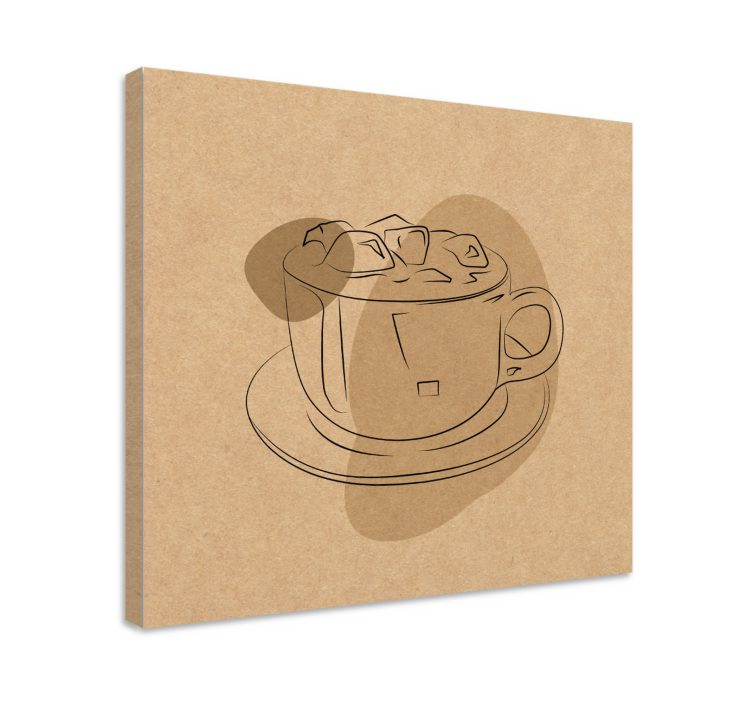 Tableau fleurs illustration tasse à café - TenStickers
