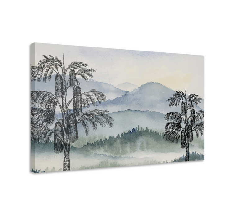 Tableau arbres paysage montagneux - TenStickers