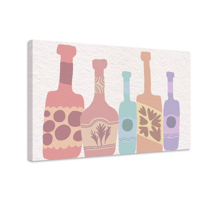 Tableau ornemental silhouettes de bouteilles colorées - TenStickers