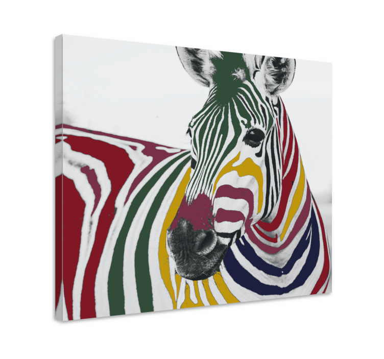 Tableau animaux portrait de zèbre coloré - TenStickers