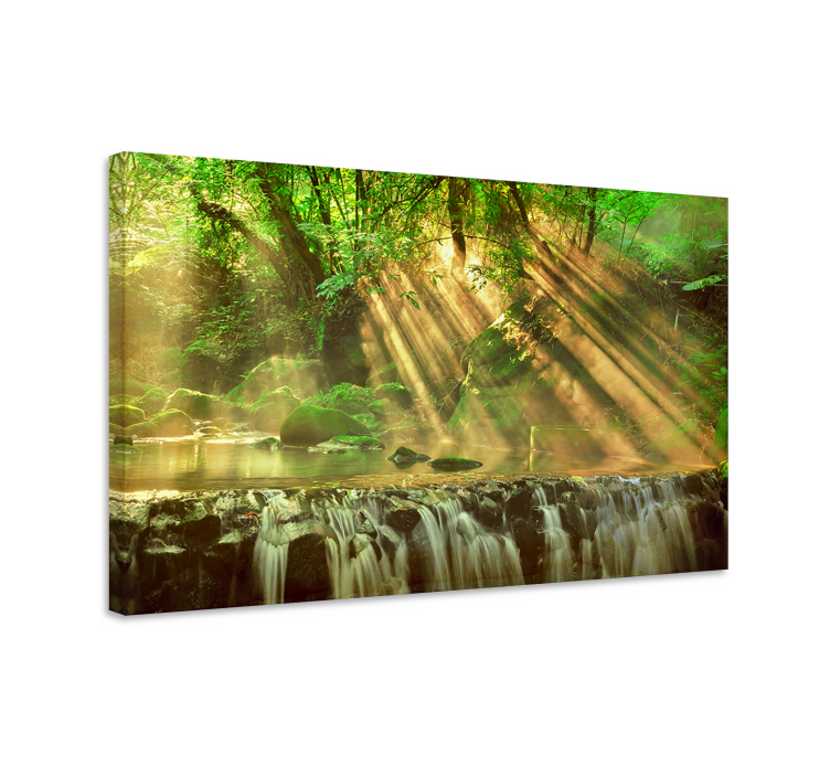 Tableau paysages ruisseau ensoleillé en forêt - TenStickers