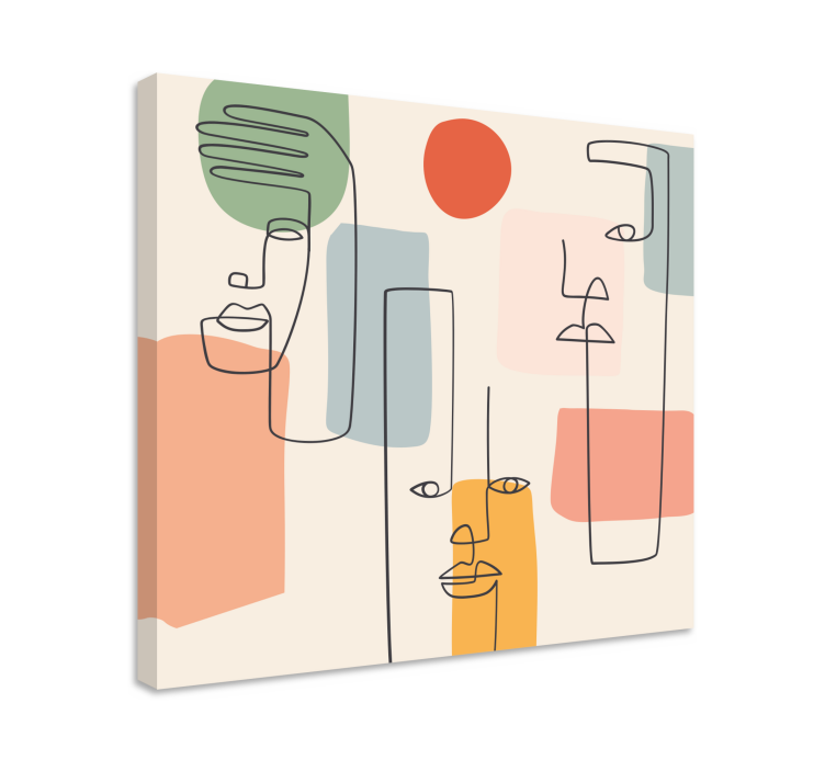 Tableau abstrait visages minimalistes en lignes - TenStickers