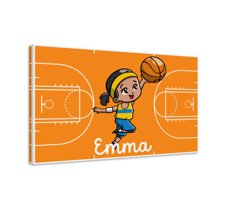 Tableau enfants fille jouant au basket - TenStickers