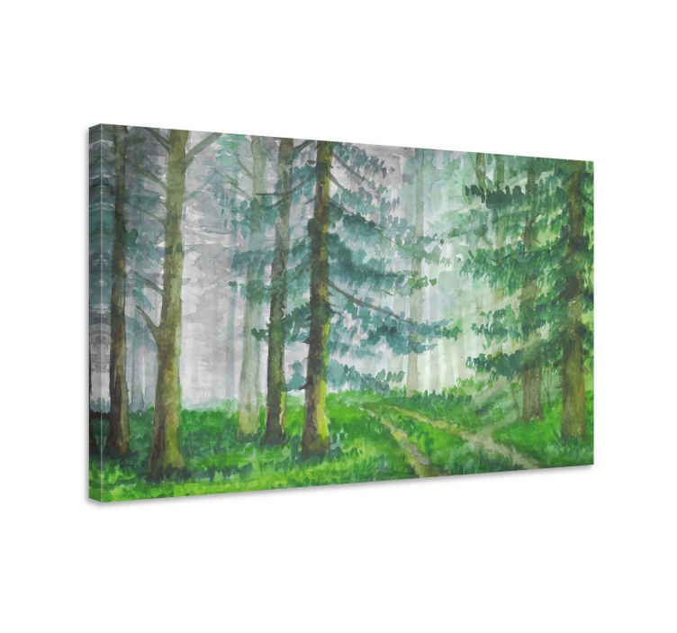 Tableau paysages sentier forestier brumeux - TenStickers