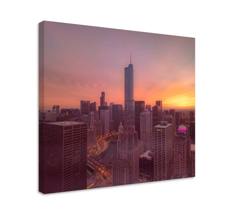 Tableau villes et pays coucher de soleil à chicago - TenStickers
