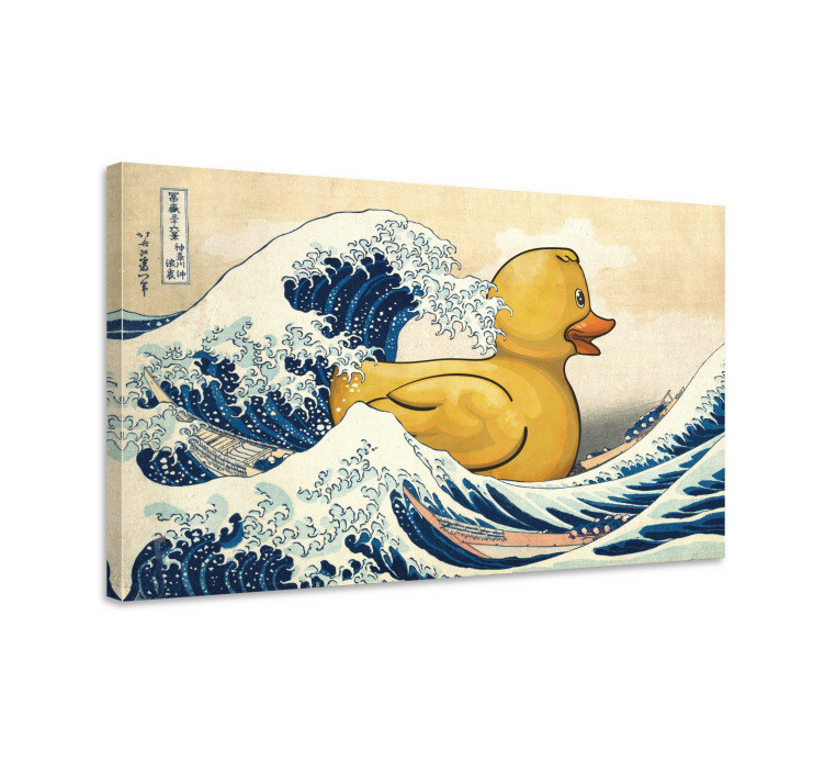 Tableau Canard caoutchouc surfant sur Kanagawa - TenStickers