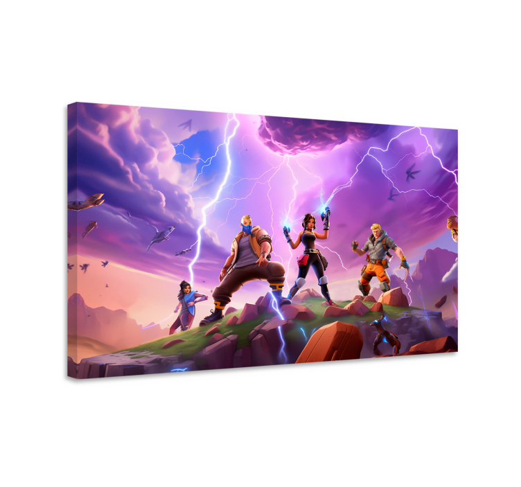 Tableau jeux vidéo personnages dans un orage - TenStickers