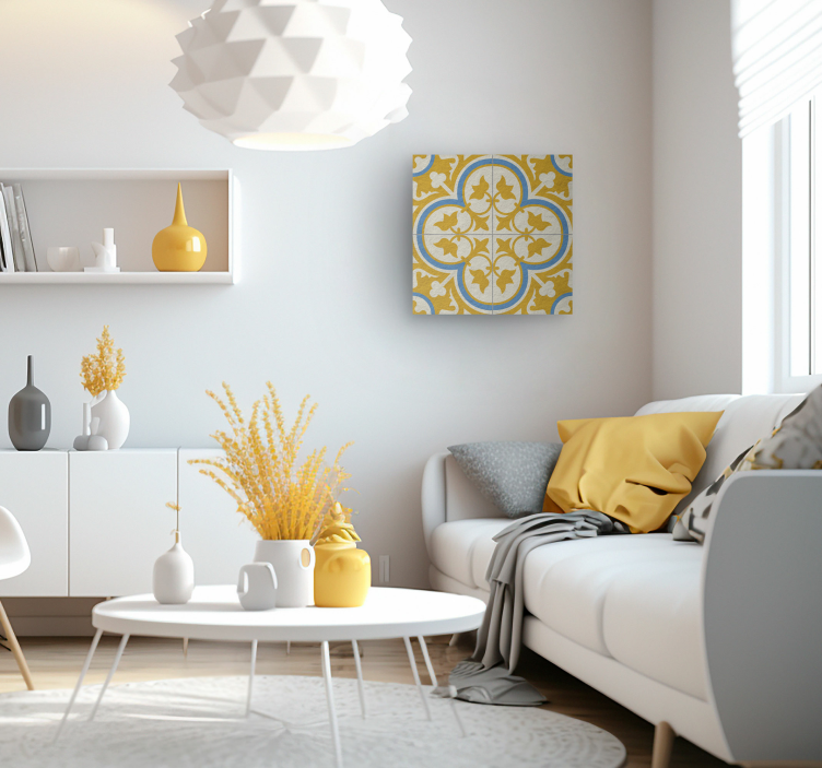 Tableau vintage carrelage hydraulique jaune - TenStickers