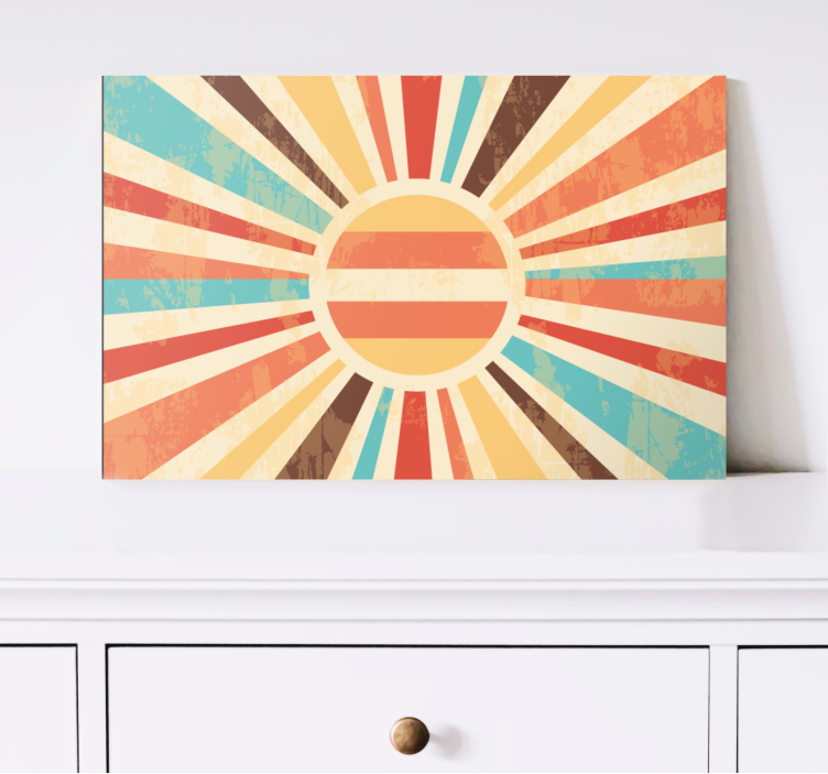 Tableau abstrait soleil rayonnant vibrant - TenStickers