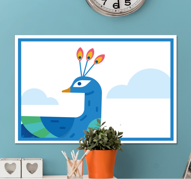 Tableau animaux paon bleu stylisé - TenStickers