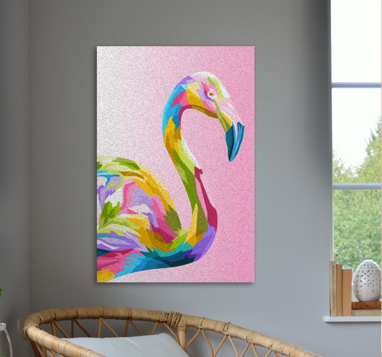 Tableau animaux profil de flamant rose coloré - TenStickers