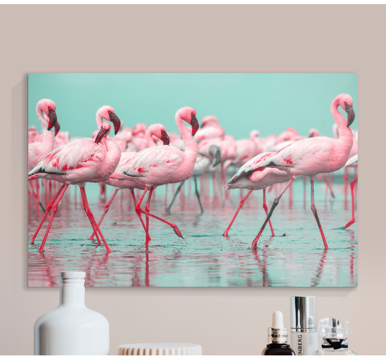 Tableau animaux rassemblement de flamants roses - TenStickers