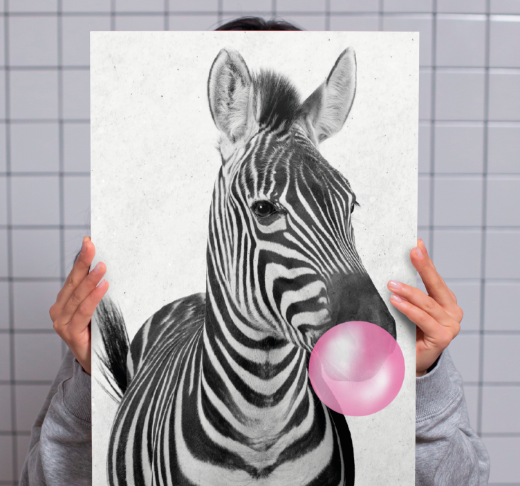 Tableau animaux zèbre avec du chewing-gum - TenStickers