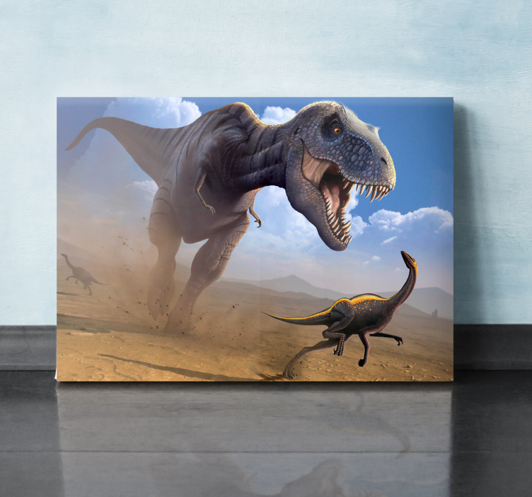 Tableau dinosaures chasse au t-rex - TenStickers