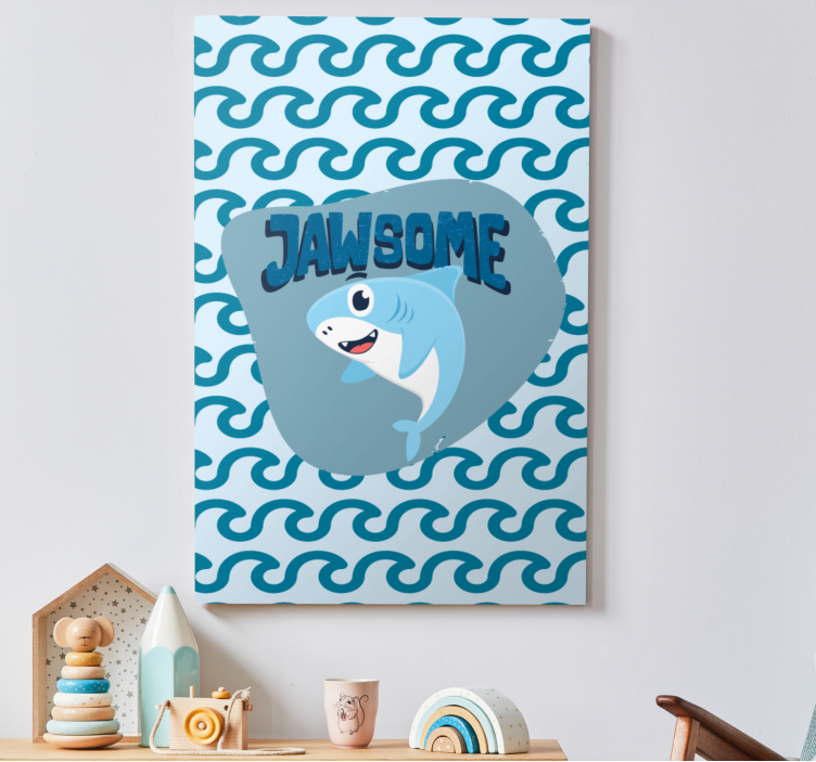Tableau poissons bébé requin bleu avec nom - TenStickers